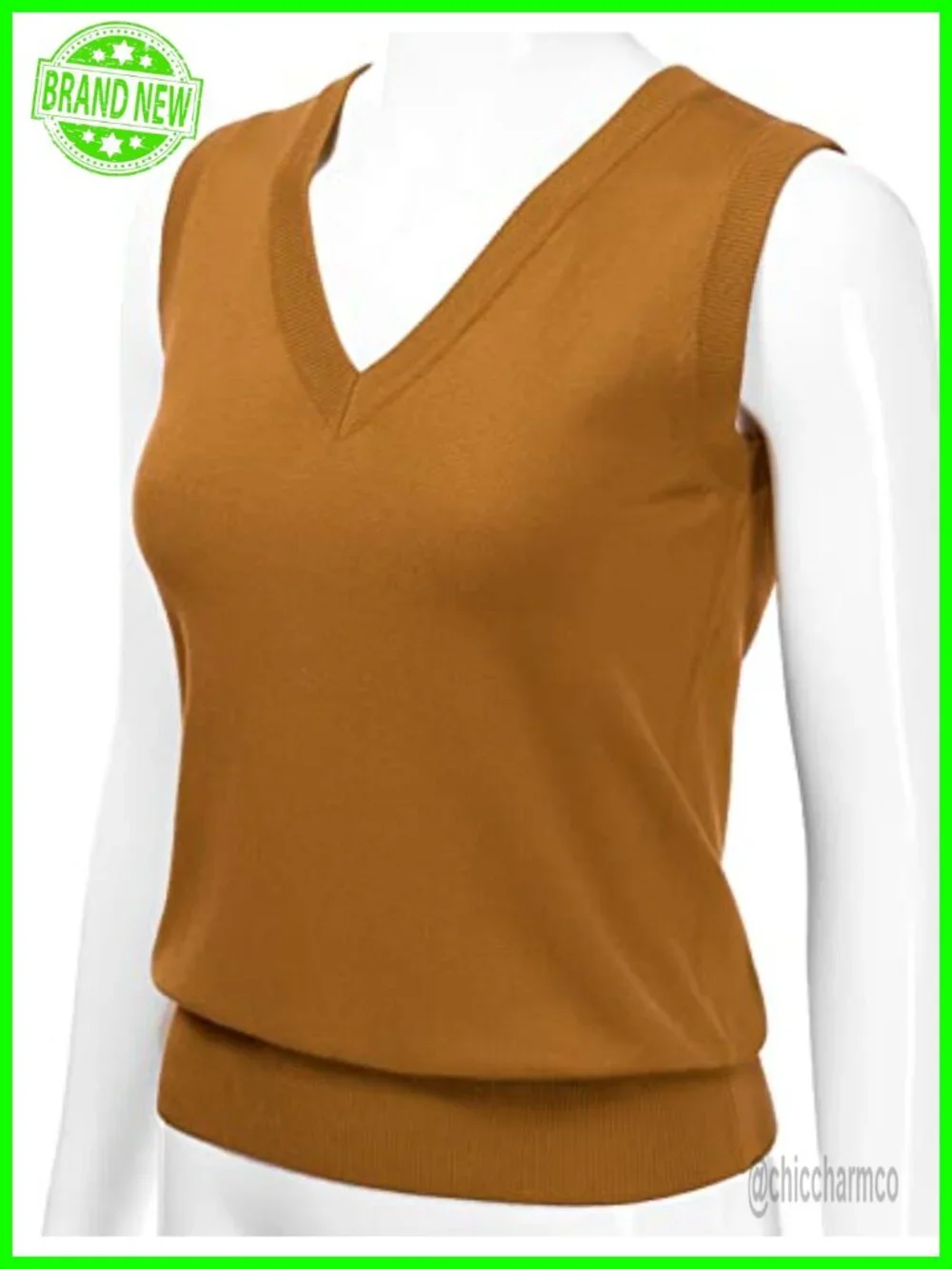 V-Neck Sleeveless Stretch Pullover Sweater Vest - Viscose Blend
